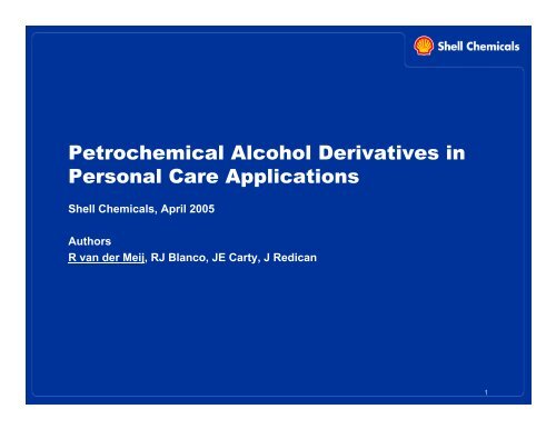 Petrochemical Alcohol Derivatives in Personal Care Applications