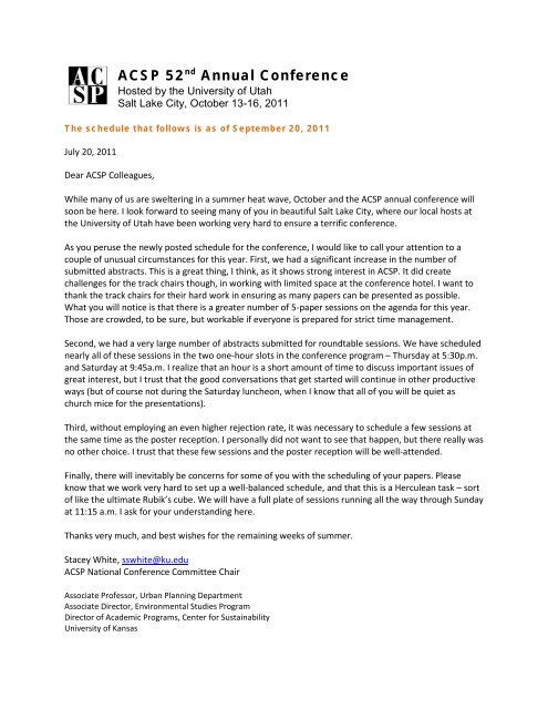 ACSP 52nd Annual Conference - Association of Collegiate Schools ...