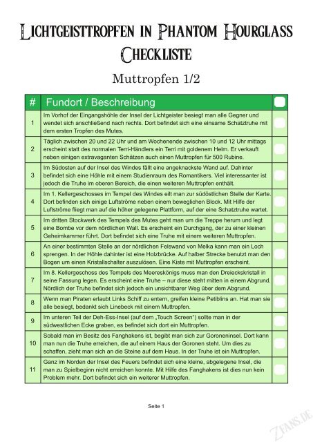 Lichtgeisttropfen in Phantom Hourglass Checkliste - ZFans