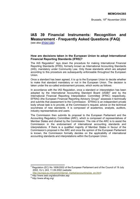 Ias 39 Financial Instruments Recognition And Ifrs Portal