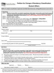 Petition for Change of Residency Classification Form