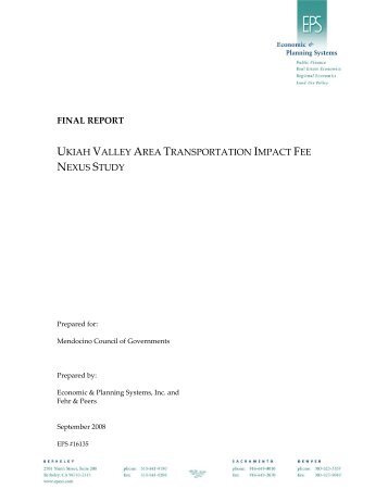 ukiah valley area transportation impact fee nexus study - Mendocino ...