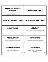PERSONAL VALUES PERSONAL VALUES Card Sort IMPORTANT ...