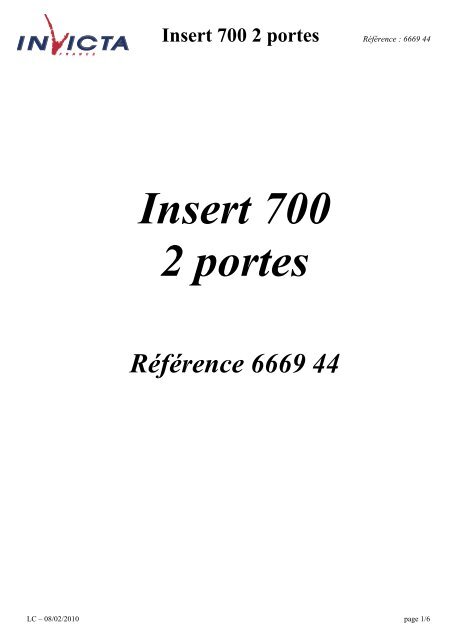 Insert 700 2 portes - Invicta