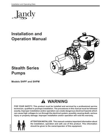 Installation and Operation Manual Stealth Series ... - Pool Plaza