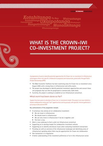 What Is the Crown-Iwi Co-Investment Project [PDF, 607 KB]