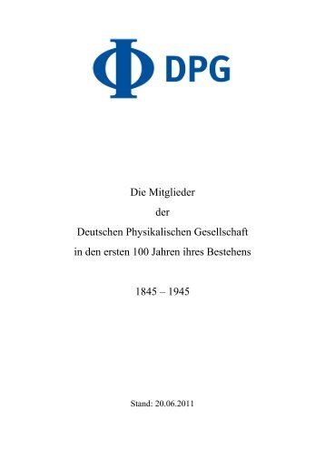 Mitgliederverzeichnis als PDF - Deutsche Physikalische Gesellschaft