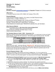 Chemistry 112 â Section 2 Fall 2008 Course Syllabus