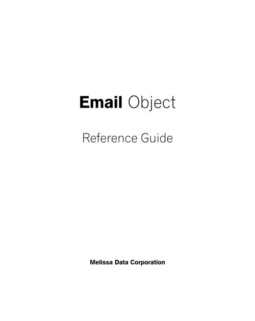 Reference Guide - Melissa Data