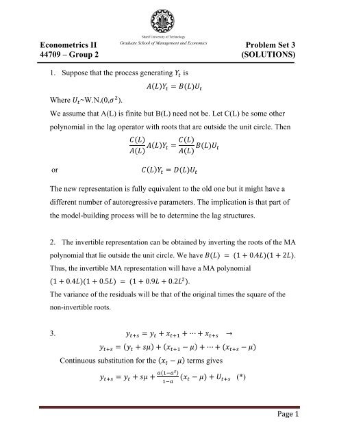 Econometrics II Problem Set 3 44709 â Group 2 (SOLUTIONS)