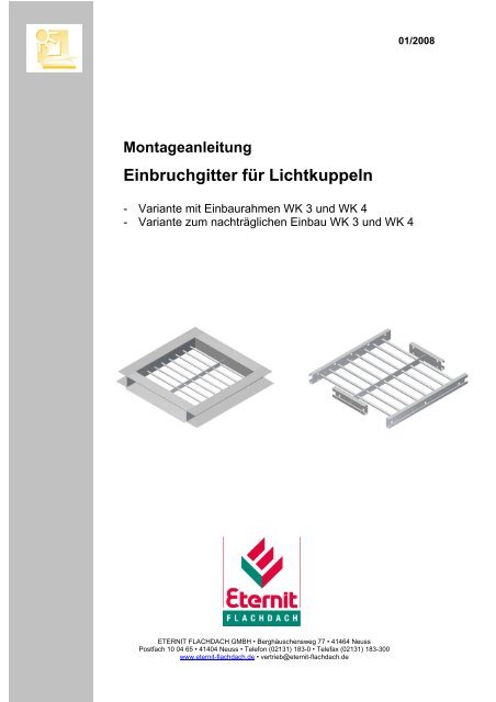 Montageanleitung Einbruchgitter WK 3 und 4 - Eternit