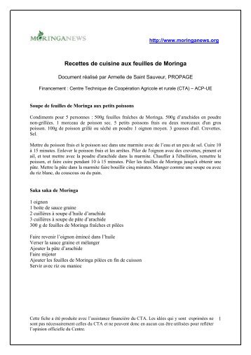 Recettes de cuisine aux feuilles de Moringa - Moringanews