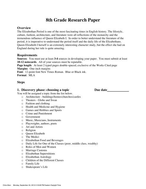 Grade 8 Research Paper November 11 3