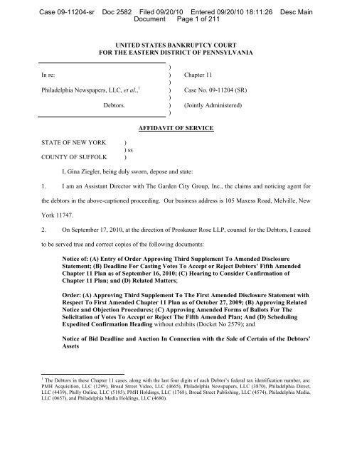 Case 09-11204-sr Doc 2582 Filed 09/20/10 Entered  - Pnreorg.com