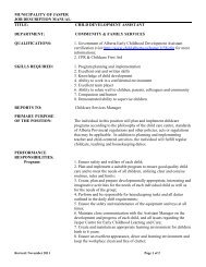 Job Description - Child Development Assistant - Municipality of Jasper