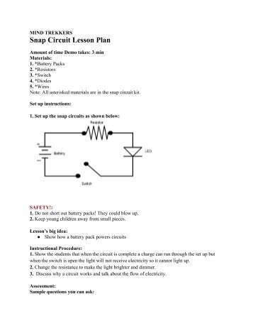 Snap Circuit Lesson Plan - MTU Mind Trekkers