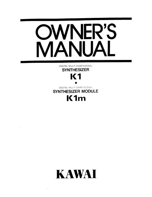 QWNER'S MANUAL - Kawai Technical Support