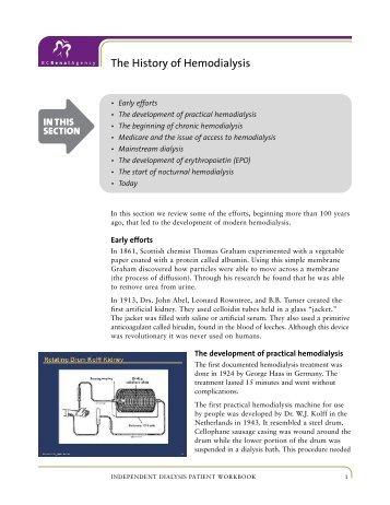 The History of Hemodialysis - BC Renal Agency
