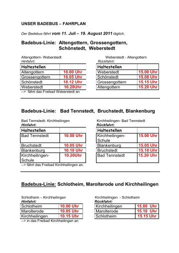 Badebus-Linie: Altengottern, Grossengottern, Schönstedt ...