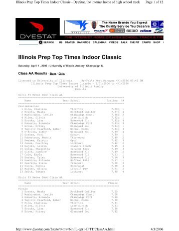 Illinois Prep Top Times Indoor Classic - Bloom Trail High School