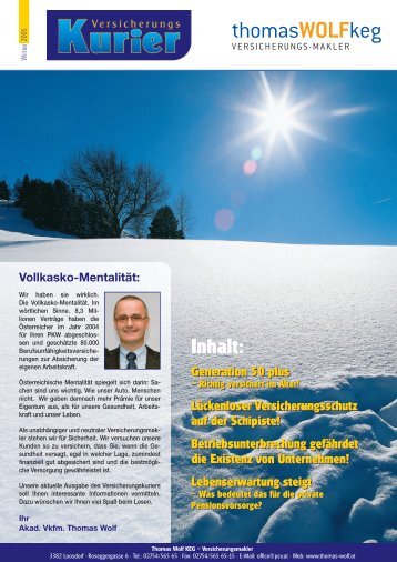 Versicherungskurier Winter 2005 - Thomas Wolf KG