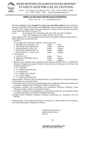 STASIUN GEOFISIKA KLAS I KUPANG - BMKG