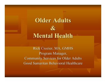 Older Adults and Mental Health - Washington Association of Area ...