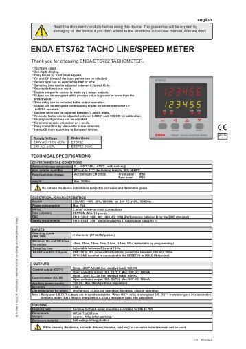 enda ets762 tacho line/speed meter - SURAN Industrieelektronik