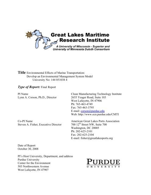Environmental Effects of Marine Transportation - Great Lakes ...