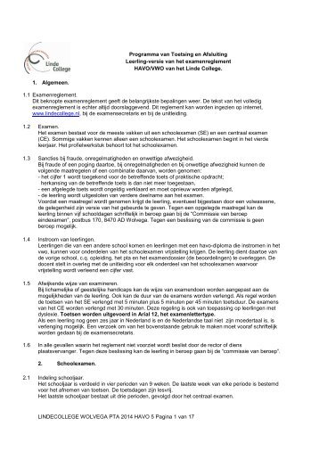 PTA HAVO 5 - Linde College