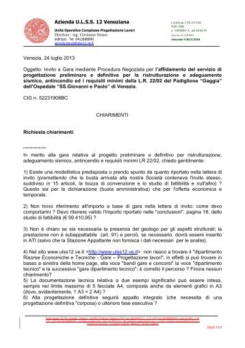 CHIARIMENTI PAD GAGGIA - Azienda Ulss 12 veneziana