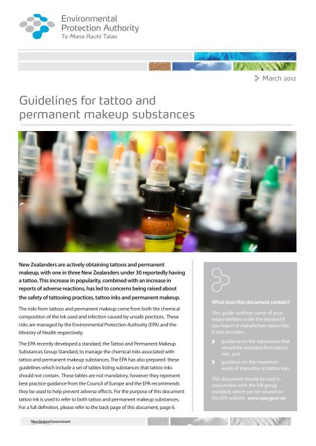 Guidelines for tattoo and permanent makeup substances