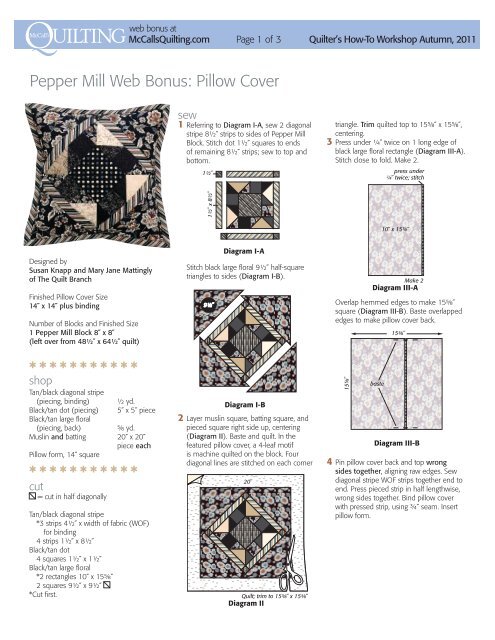 Free Pattern For A Coordinating Throw Pillow And Mccalls