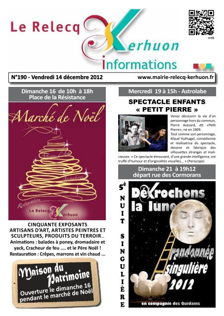 Le Relecq-Kerhuon Informations nÂ°190 du 14 dÃ©cembre 2012