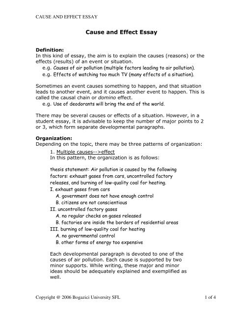 create a cause and effect essay
