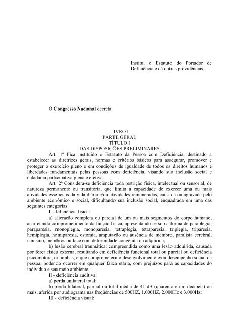 Estatuto da Pessoa com Deficiência - Requisição Inválida!