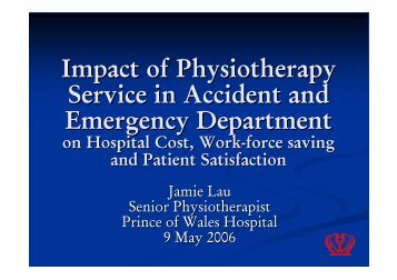 Impact of Physiotherapy Service in A&E Department on Hospital cost ...