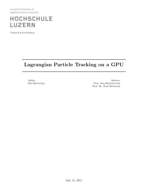 Lagrangian Particle Tracking on a GPU. pdfauthor - User Websites ...