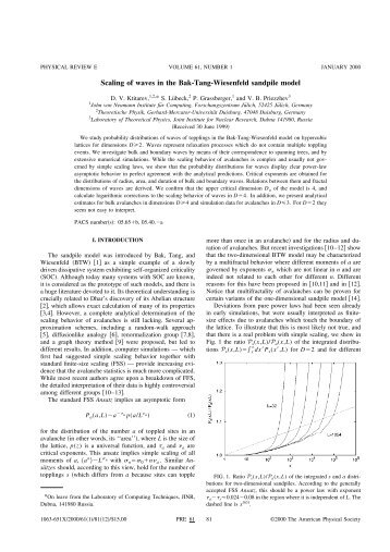 Scaling of waves in the Bak-Tang-Wiesenfeld sandpile model