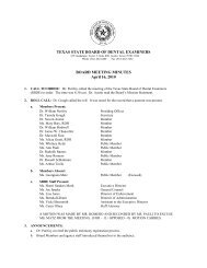 Board Minutes 041610 - Texas State Board of Dental Examiners