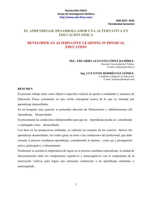 el aprendizaje desarrollador una alternativa en educacion fisica