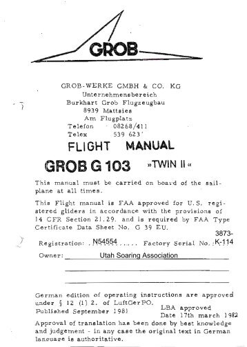 N54554 USA Twin II Flight Manual - Utah Soaring Association