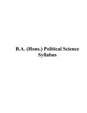 B.A. (Hons.) Political Science Syllabus - Vikram University