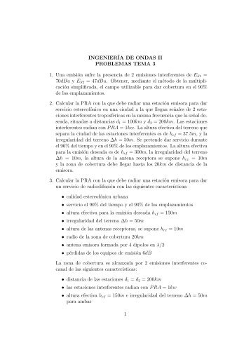 INGENIERÃA DE ONDAS II PROBLEMAS TEMA 3 1. Una emisiÃ³n ...