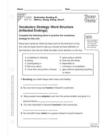 Vocabulary Strategy: Word Structure (Inflected Endings) - Houghton ...