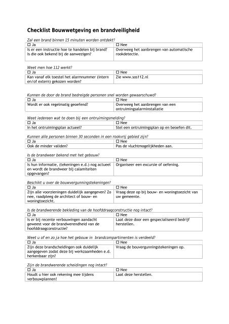 Checklist Bouwwetgeving en brandveiligheid - Arbo Online