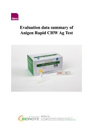 Evaluation data summary of Anigen Rapid CHWAg Test