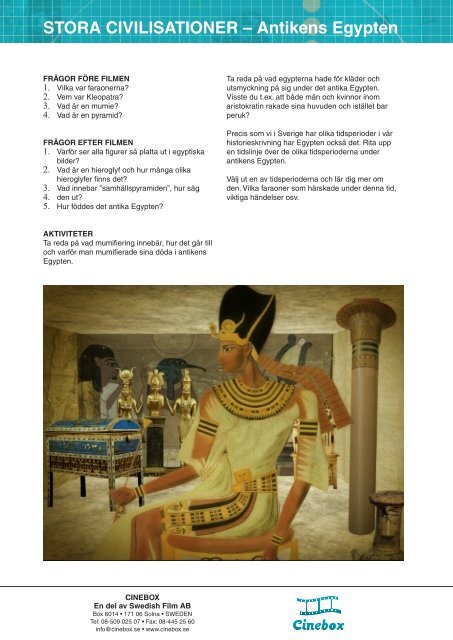 STORA CIVILISATIONER Ã¢Â€Â“ Antikens Egypten - SLI.se