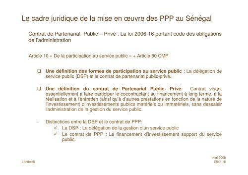 Les Partenariats public-privÃ© Mai 2008 - ACP Business Climate