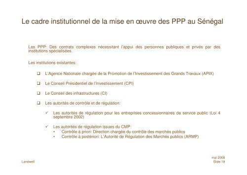 Les Partenariats public-privÃ© Mai 2008 - ACP Business Climate